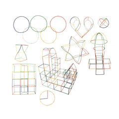 Set de pailles pour constructions 3D avec accessoires 600 pièces