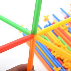 Set de pailles pour constructions 3D avec accessoires 600 pièces