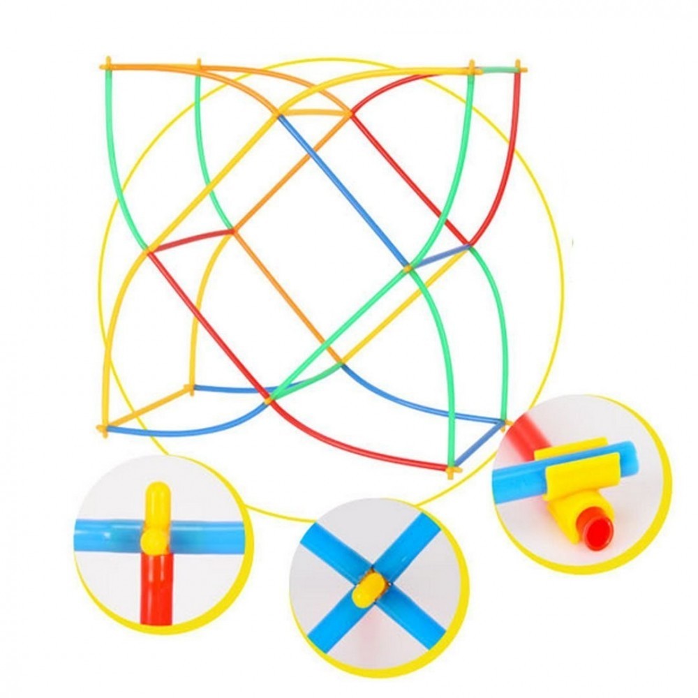 Set de pailles pour constructions 3D avec accessoires 600 pièces
