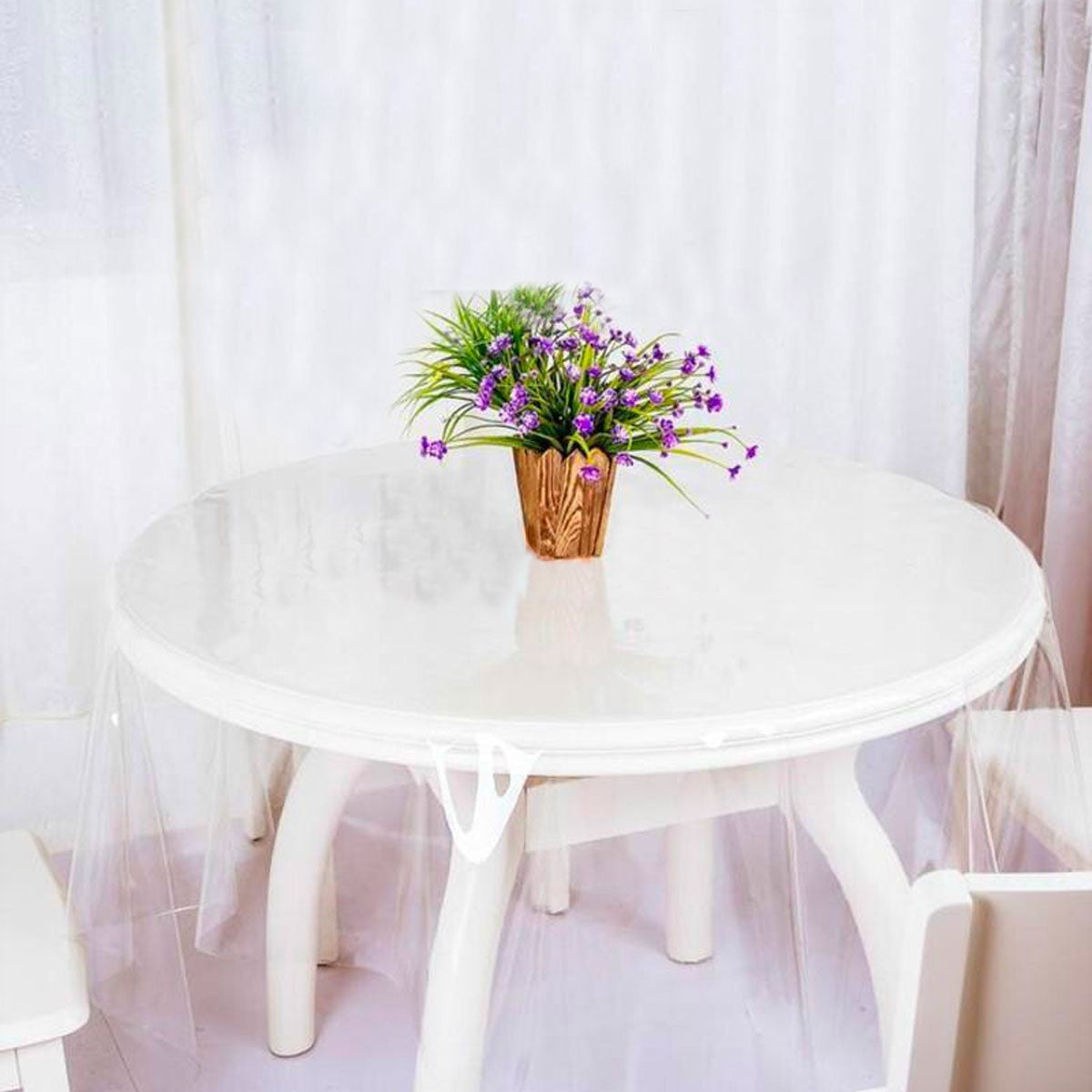303016 Nappe ronde toile cirée PVC diamètre 175 cm imperméable et transparente