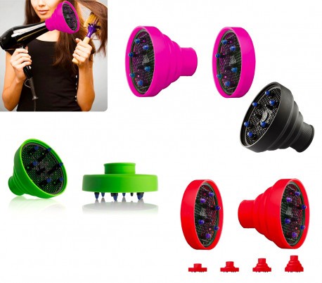 Embout - diffuseur sèche cheveux de voyage - pliable - en silicone - universel