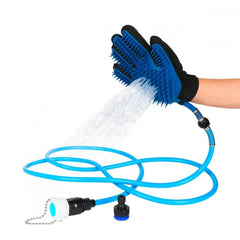 Gant 2 en 1 pour animal lavage et massage  avec tuyau