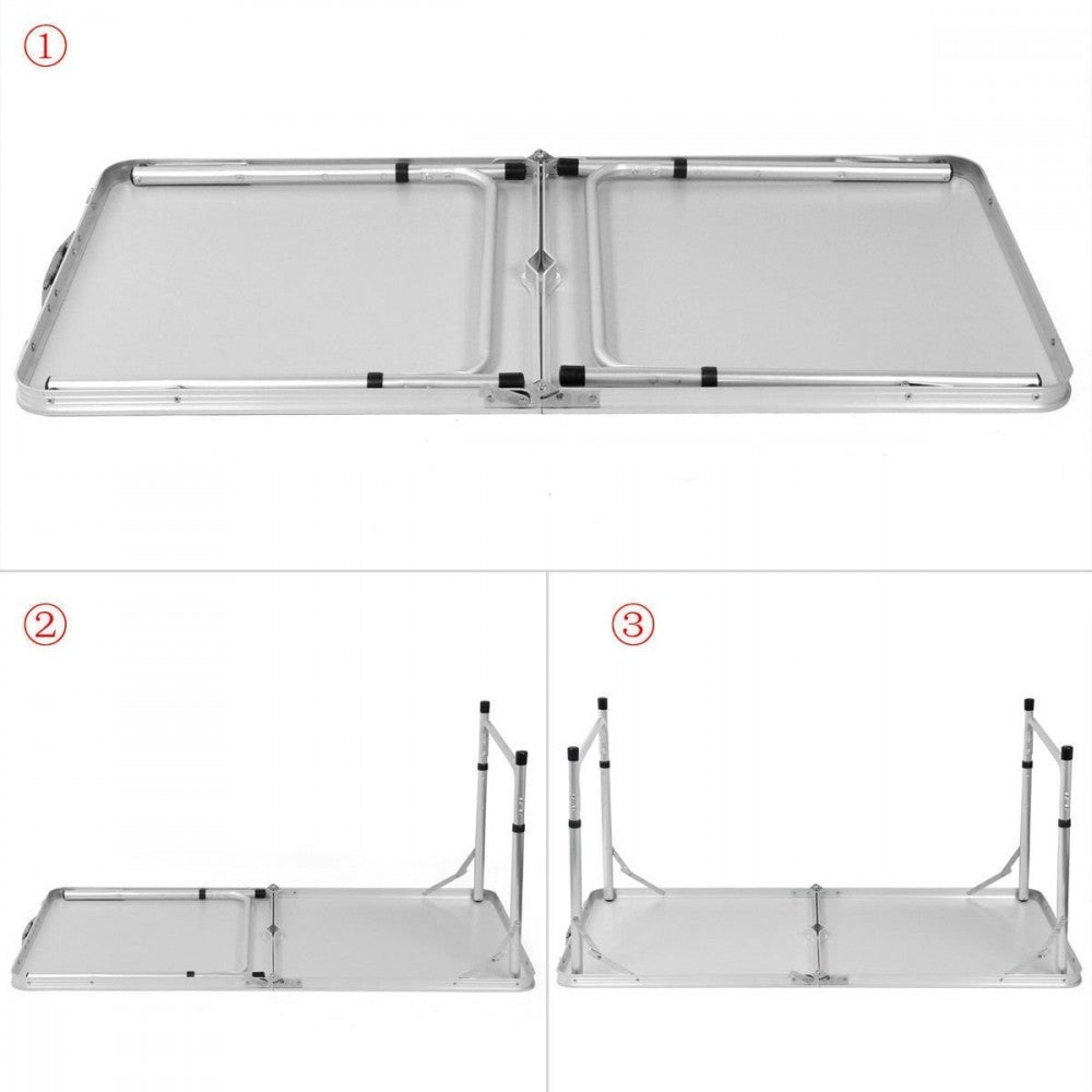 Table pliante en aluminium FUBUCA pour le camping avec tabourets 120x60x70cm