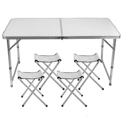 Table pliante en aluminium FUBUCA pour le camping avec tabourets 120x60x70cm