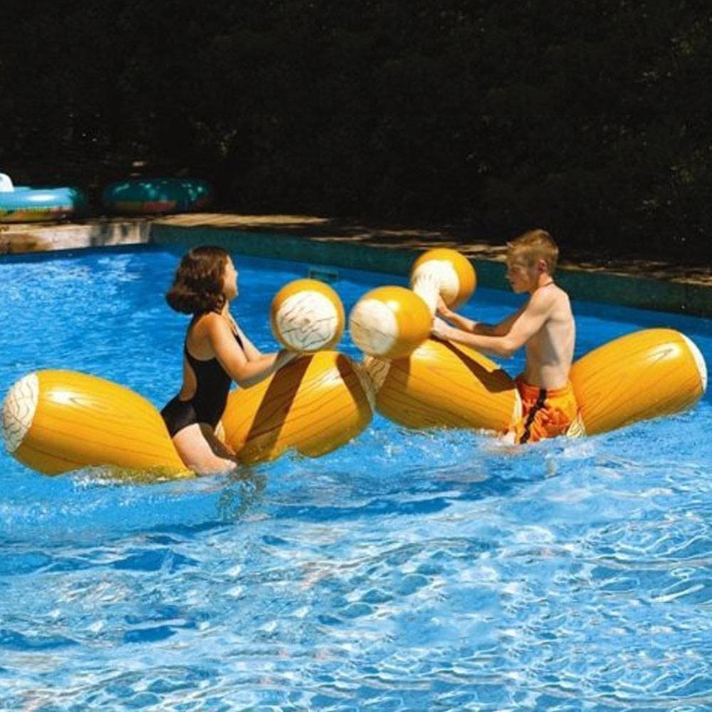 Jeu de piscine 4 pièces gonflables 2 canoës 2 rondins 140x35 cm