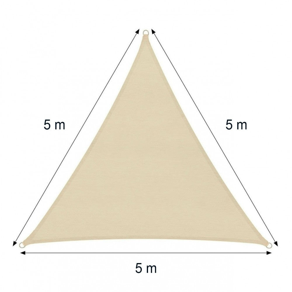 482384 Auvent Extérieur Triangulaire BEIGE 5x5x5 Mt Avec Corde