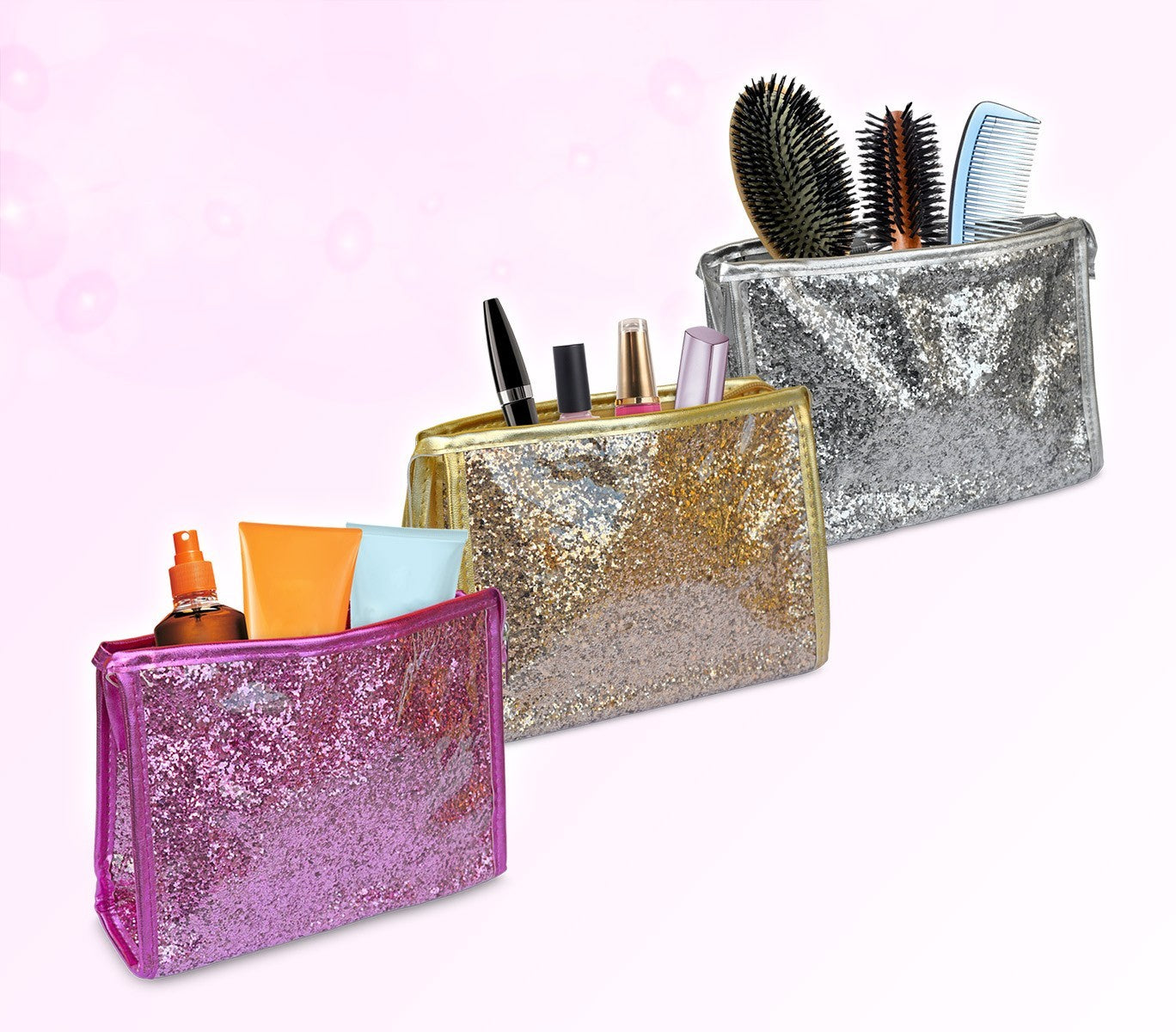 Pochette SHINE pailleté - Voyage fermeture éclair étanche - Trousse maquillage