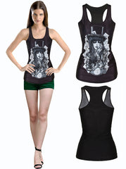 Tee shirt Fantaisie noir pour femme QUEEN OF POKER DESIGN dessin reine du poker
