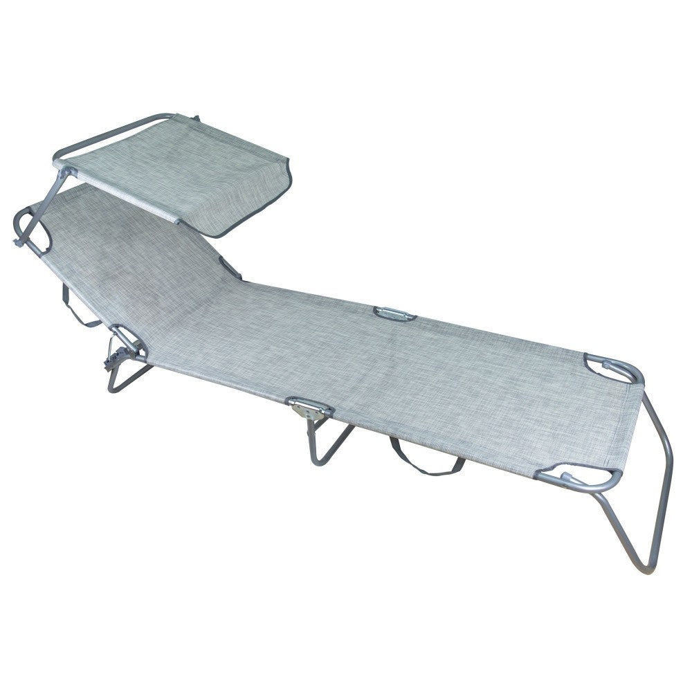 483671 Chaise-longue de jardin avec parasol réglable en 3 positions