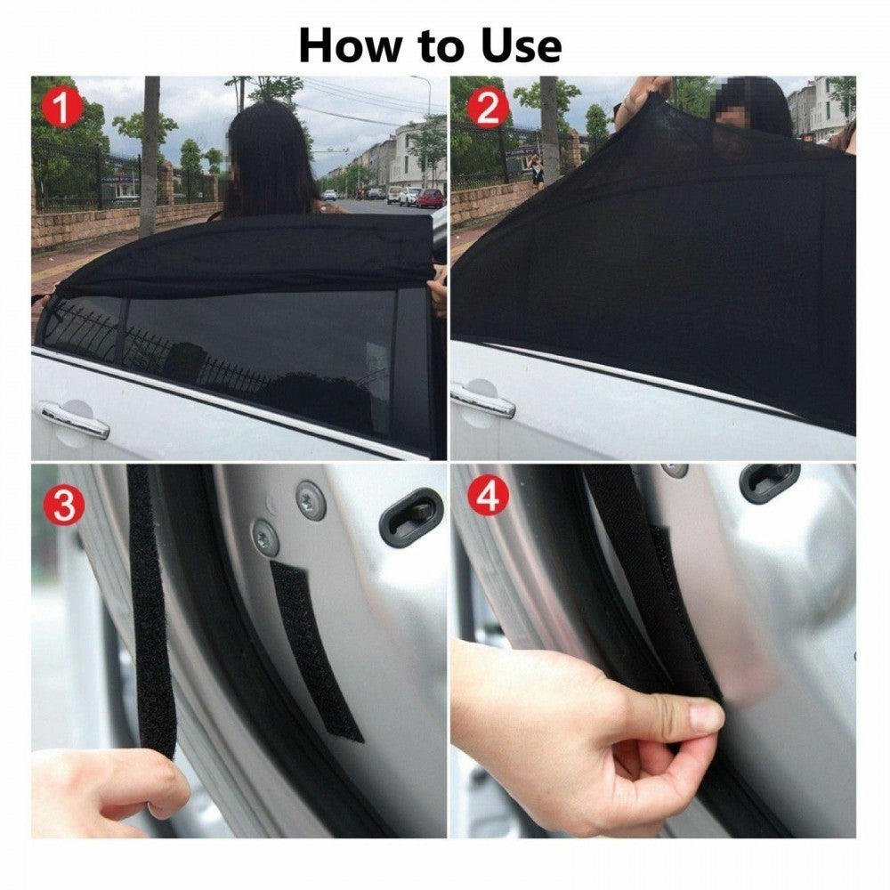 Kit 2 pièces Pare-soleil pour vitre de voiture 54x92cm avec fermeture