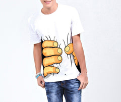 Tee-shirt manches courtes Effet 3D main serrant le corps -Mod SQUEEZE HAND