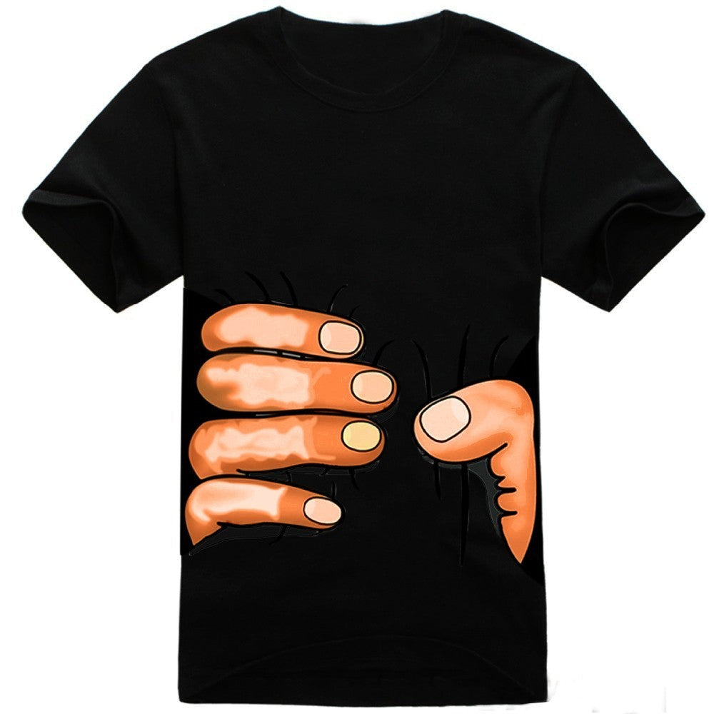 Tee-shirt manches courtes Effet 3D main serrant le corps -Mod SQUEEZE HAND