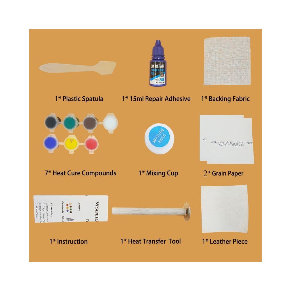 Kit de réparation de bricolage pour surfaces en cuir et vinyle VISBELLA