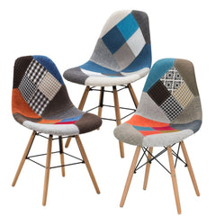 252588 Pack 3 chaises Patchdesign WE TAKE HOME pieds en bois de hêtre