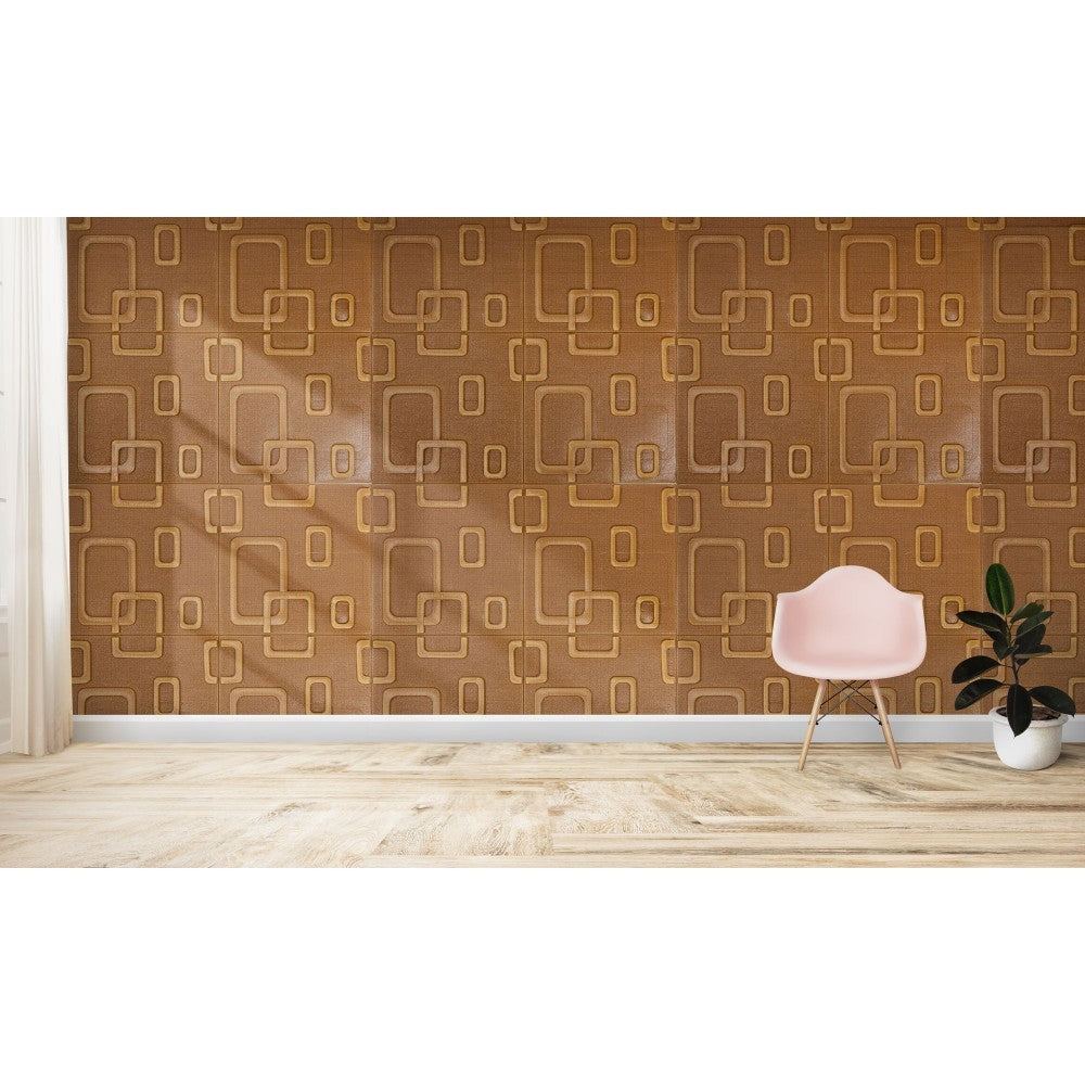 965485 Papier peint marron effet 3D souple rectangle en PE amortit sons et chocs