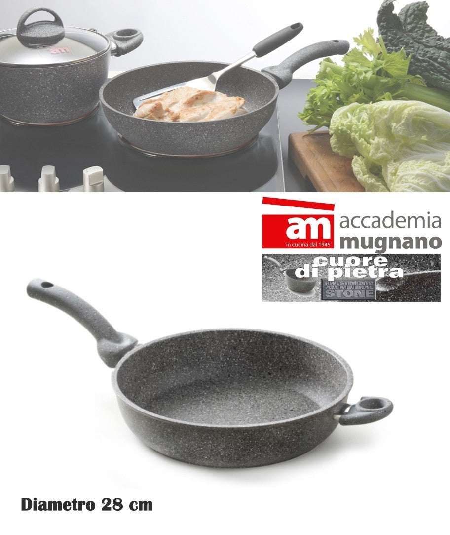 Poêle - Sauteuse un manche antiadhésive de 28 cm effet pierre - Diamond Tech