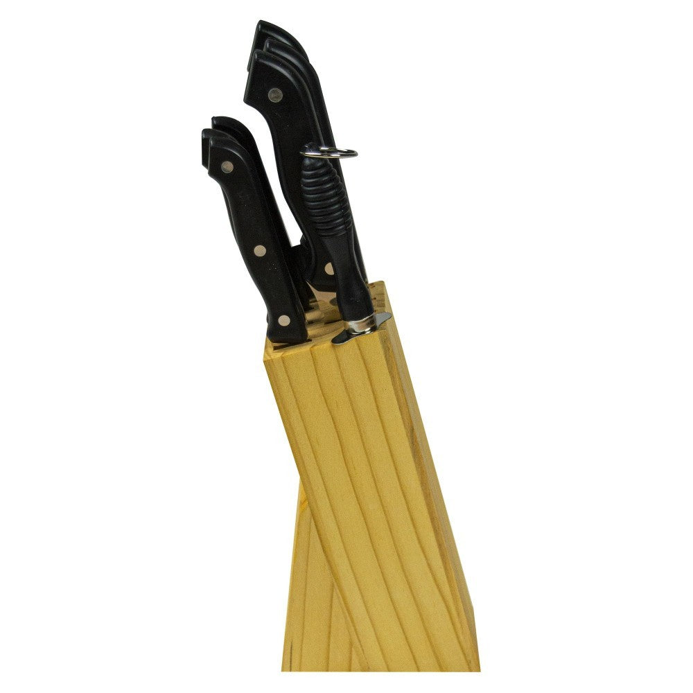 593732 Ensemble 8 couteaux en acier inoxydable + Base en bois Gusto Casa