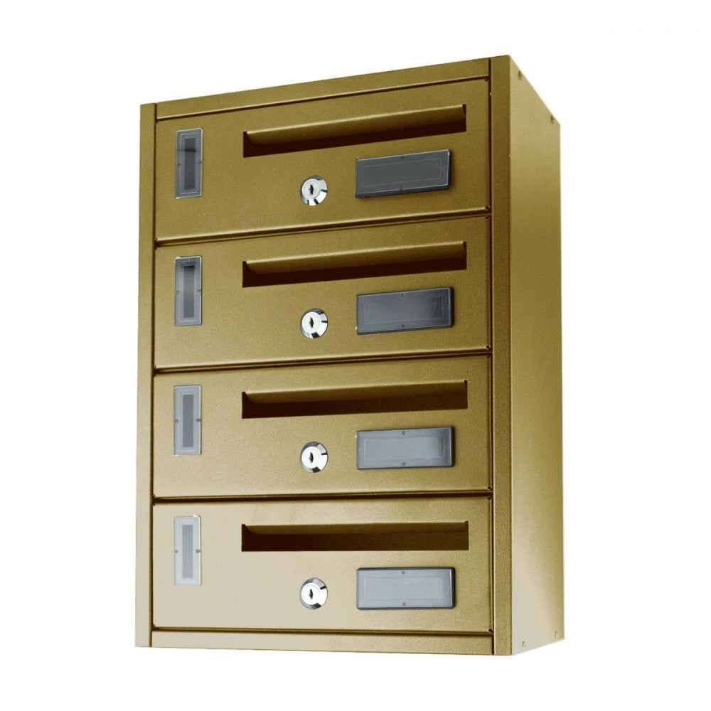 Bloc de 4 boîtes aux lettres ARTIGIAN FERRO GOLD Art. 783B 23x18x30 cm
