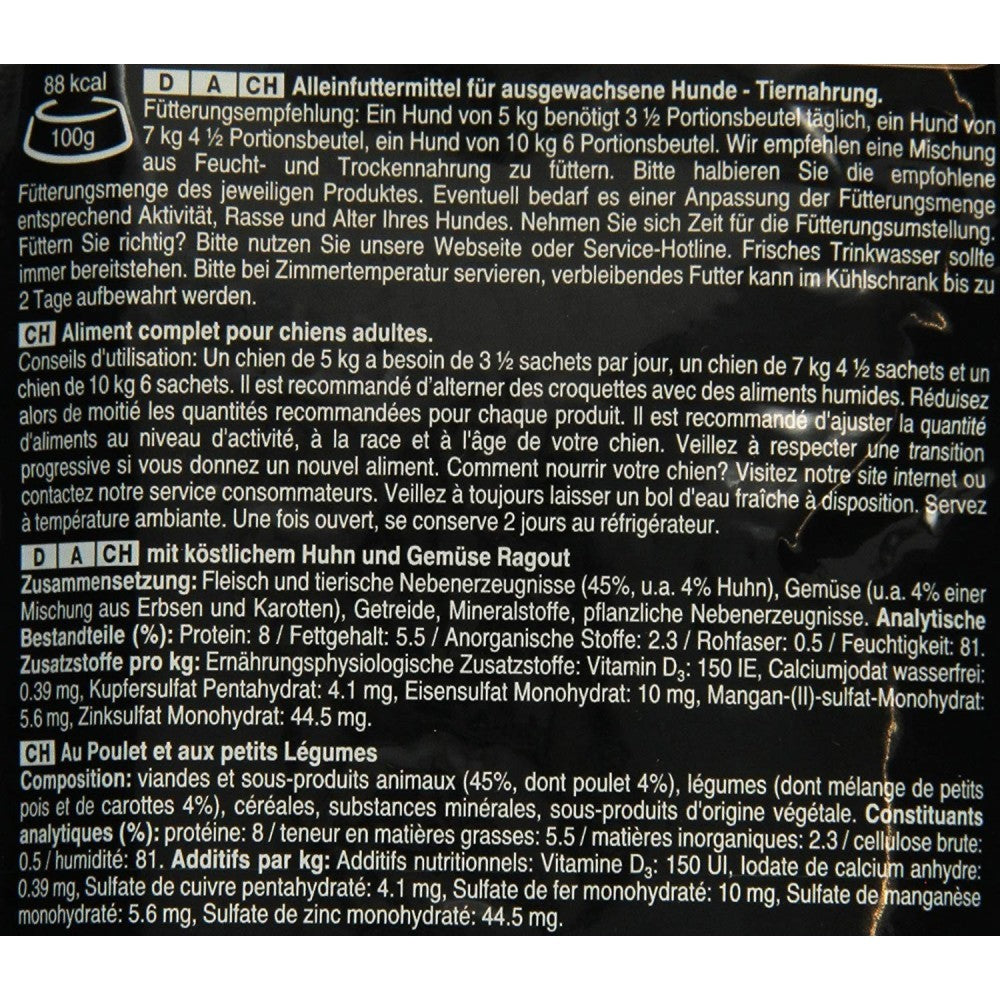 24 pcs délices du jour CESAR nourriture pour chiens sauce poulet/légumes 100gr