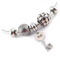 c1652  Bracelet ONE JEWERLY My Story LOVE KEY en acier cristaux swaroski 316L