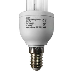 Ampoule à économie d'énergie OMEGA 11Watt Lumière chaude 2700k E14 2 Tube