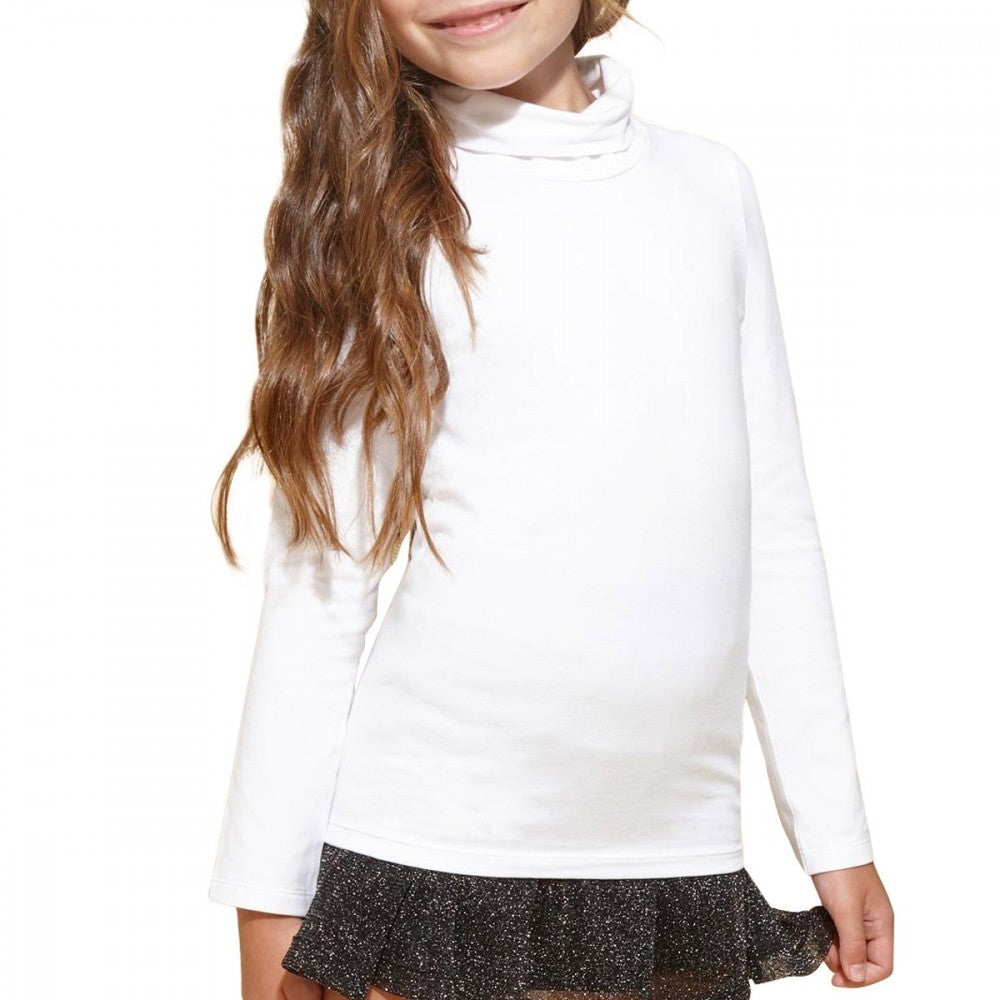 VKA42 T-shirt pour fille col roulé OXIN manches longues et intérieur polaire