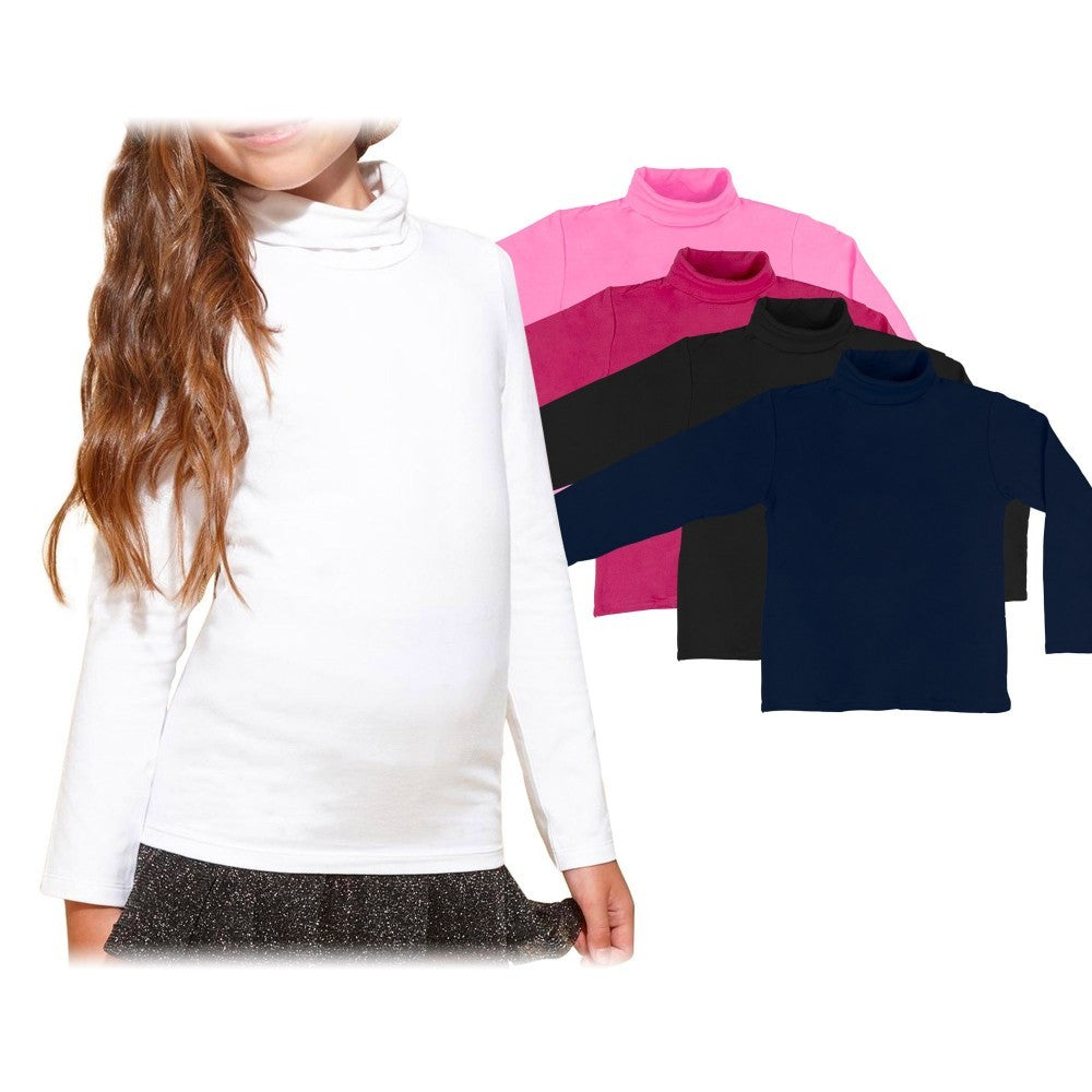 VKA42 T-shirt pour fille col roulé OXIN manches longues et intérieur polaire