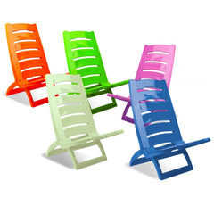 chaise pliante plage EVERTOP en plastique rigide plusieurs couleurs  65X38X50cm