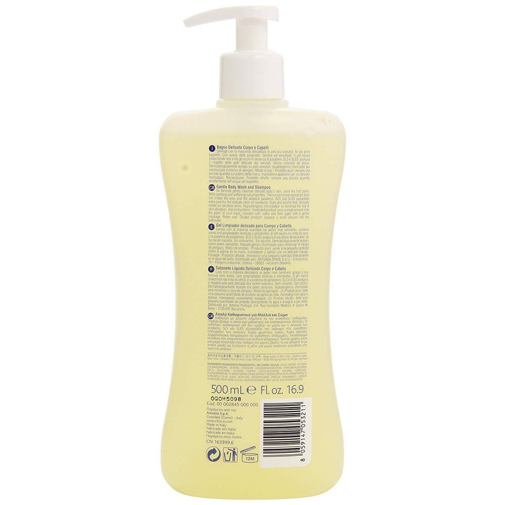 053211 Chicco Avena Savon douche corps et cheveux enfant peaux délicates 500 ml