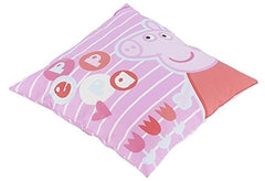 Coussin PEPPA PIG (42x42cm) microfibre rose et motif de fleur - chambre enfant