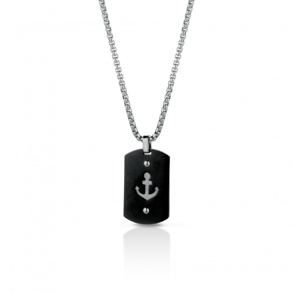 Collier pour hommes A2982 ONE JEWERLY Plaque fixe en acier perforé