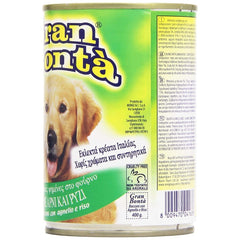Pack 24 boîtes de conserve GRAN BONTA' d'agneau et riz pour chien 400g