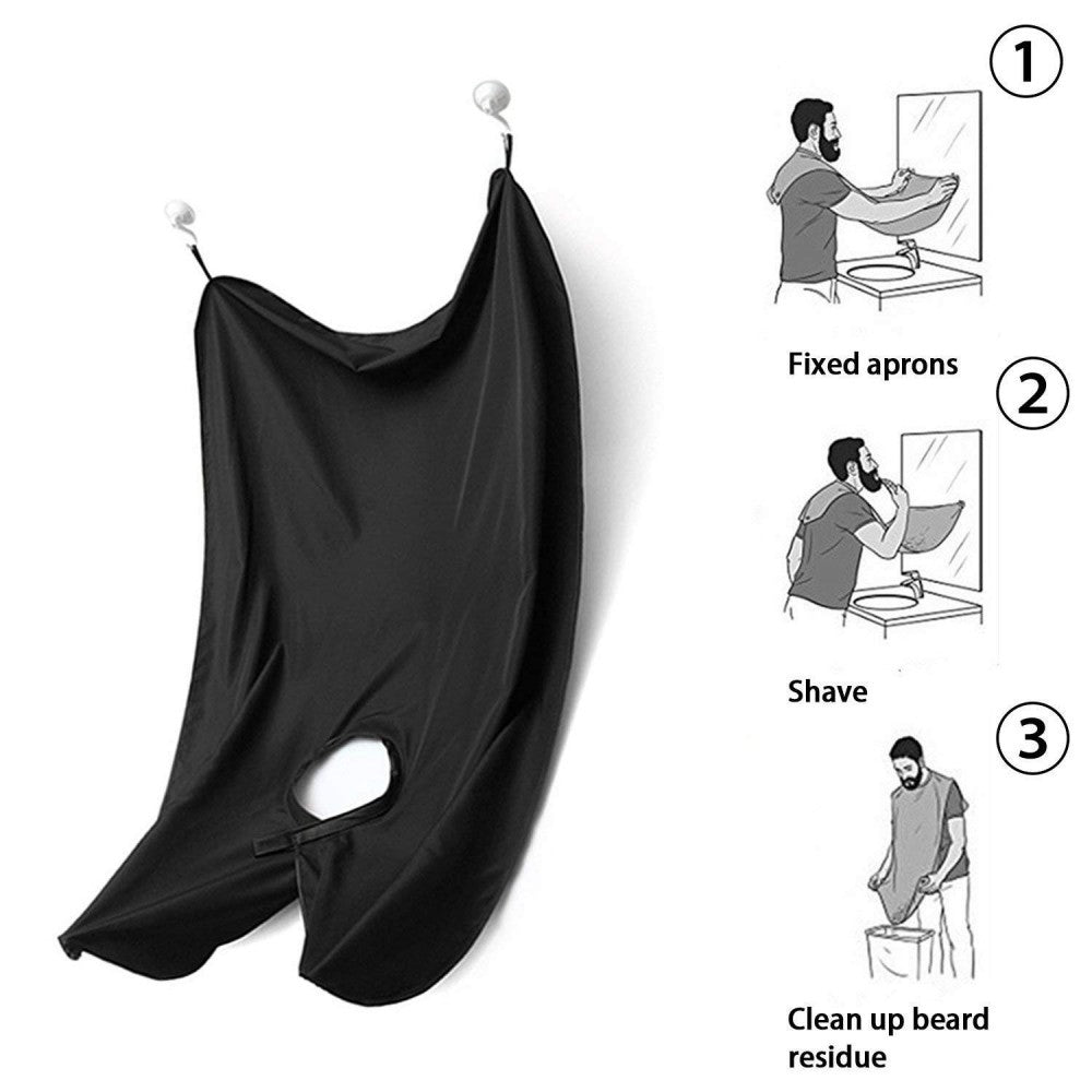 177890 Tablier avec cape pour ramasser les poils de barbe avec des ventouses