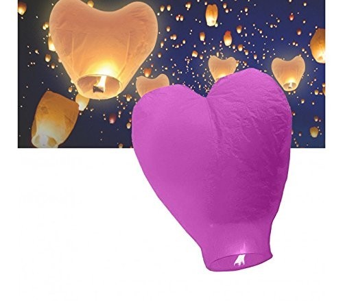Lanterne de ciel - lanterne chinoise forme coeur diametre 33 cm