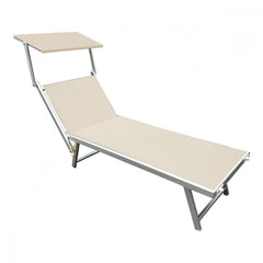 Lettino Prendisole LUXURIOUS Parasole Alluminio Schienale Reclinabile 180X60X40