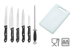 Set de cuisine 7 pièces - planche a découper aiguiseur 5 couteaux - WELKHOME