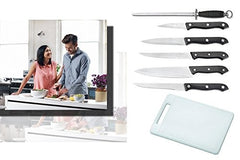 Set de cuisine 7 pièces - planche a découper aiguiseur 5 couteaux - WELKHOME