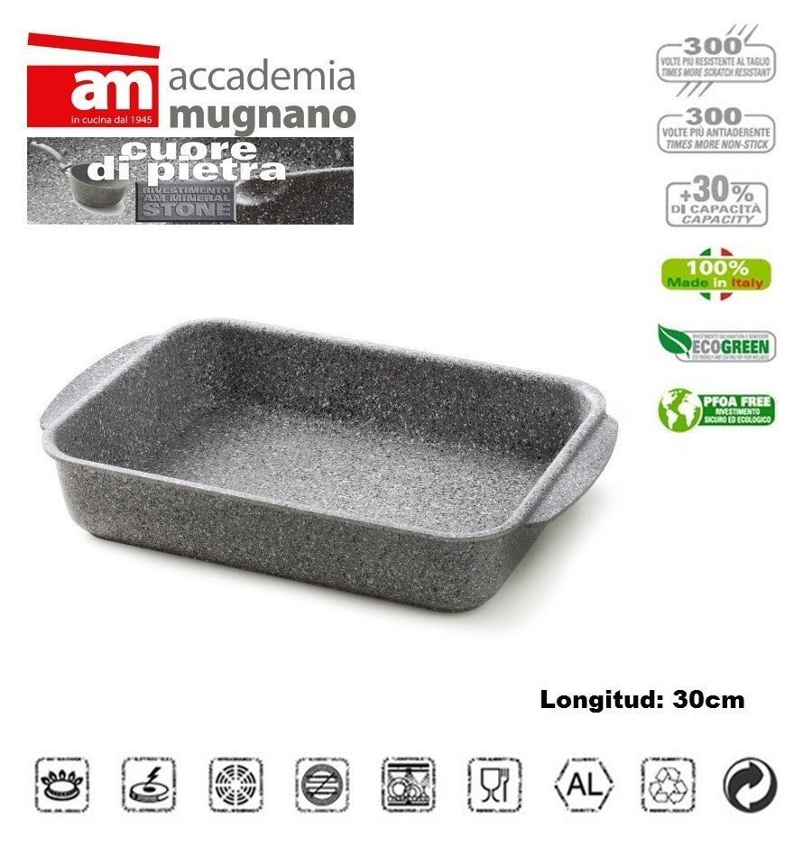 Plat á four -Moule antiadhésive de 30x25cm effet pierre -Revêtement Diamond Tech