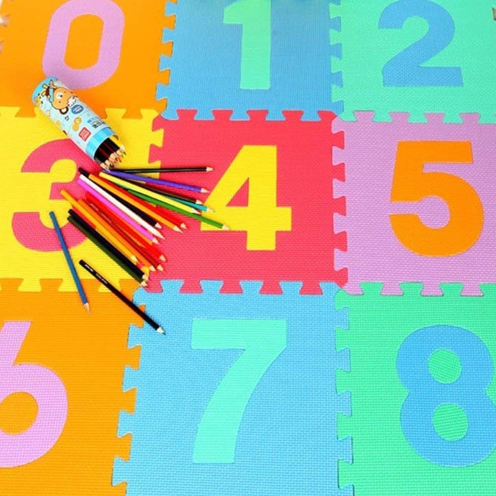 BricoBravo tapis de puzzle modulaire de 9 pièces, 32X32cm EVA Chiffre