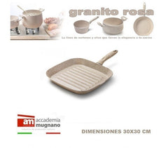 Poéle grill- plancha antiadhésive 30 x 30 effet pierre - Revêtement Diamond Tech