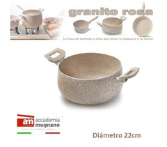 Faitout -Casserolle antiadhésive de 22 cm effet pierre - Revêtement Diamond Tech