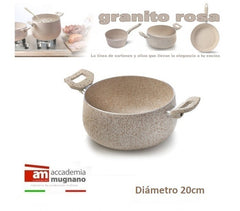 Faitout -Casserolle antiadhésive de 20 cm effet pierre - Revêtement Diamond Tech