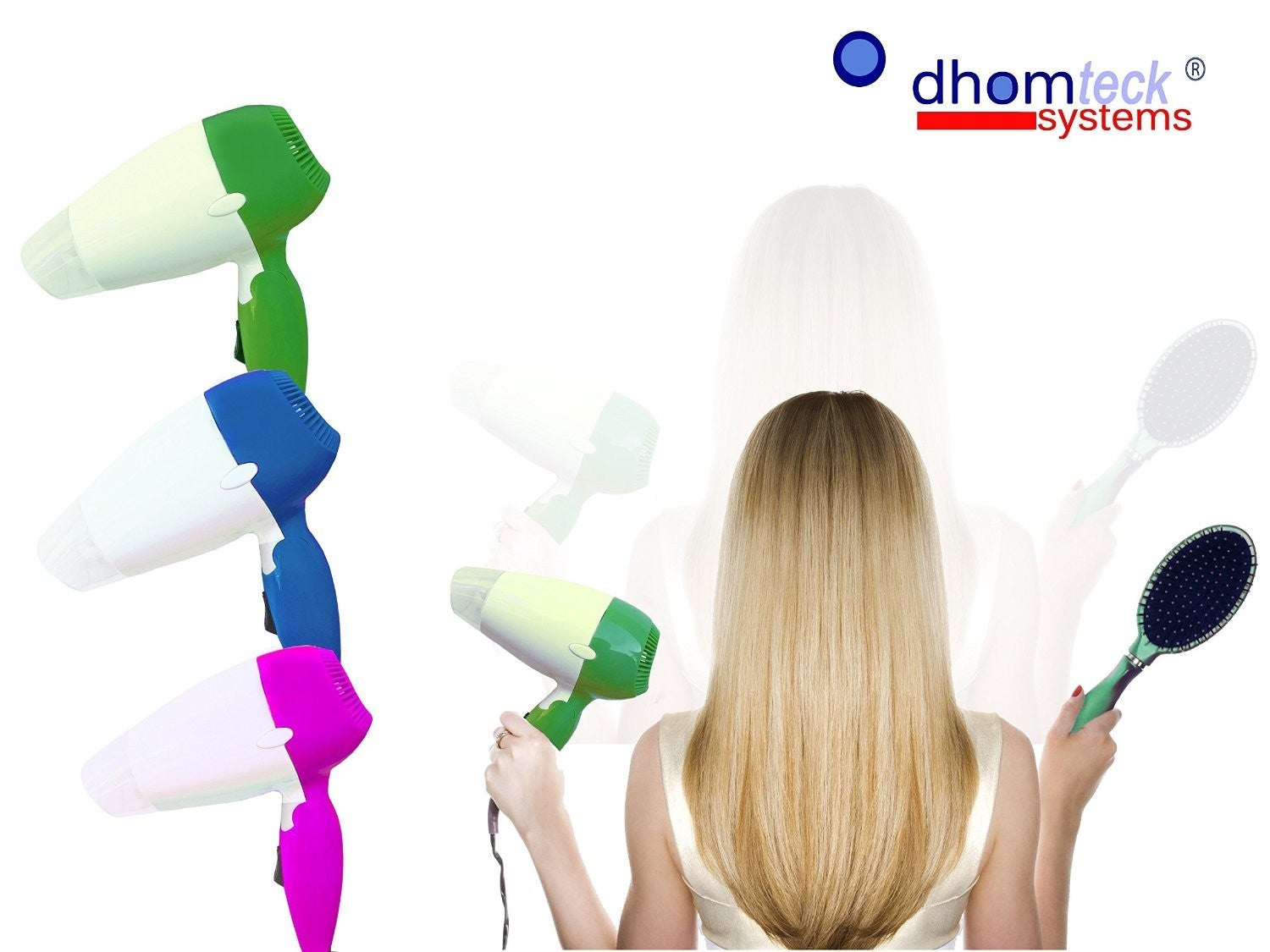Sèche cheveux de voyage pliant avec 2 vitesses - puissance 850w -DHOMTECK SYSTEM