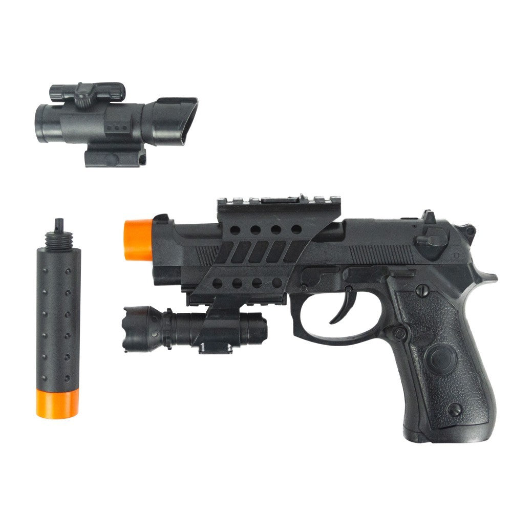 101276 Pistolet-jouet Pk3 pour enfants avec silencieux, viseur led et lumière