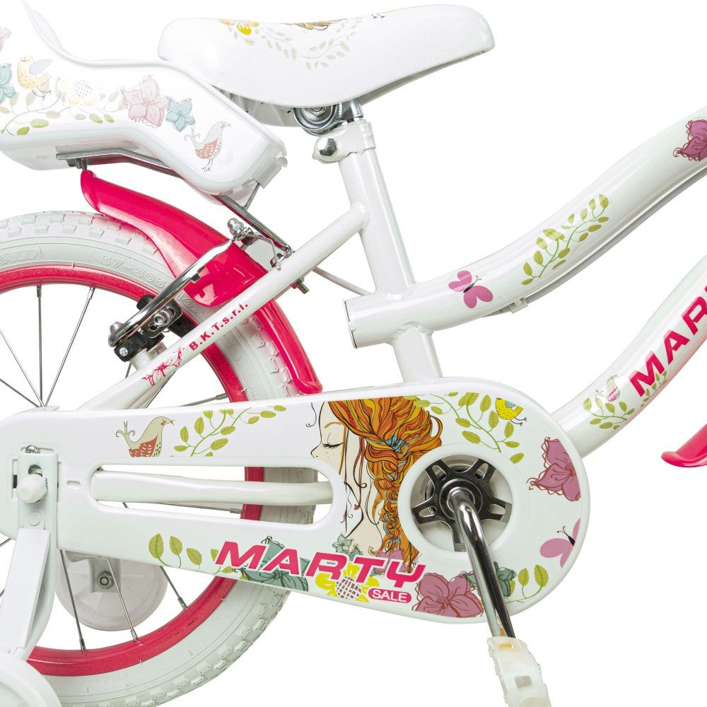 Vélo pour fille BKT MARTY taille 16" 5-8 ans avec panier et siège poupée