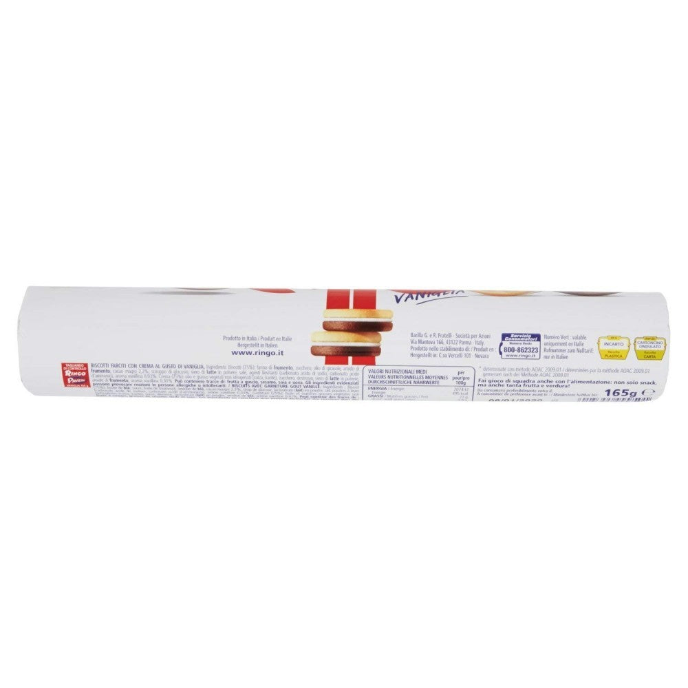 Pack de 9 paquets de biscuits à la vanille Ringo 12 pièces 165 g de Pavesi