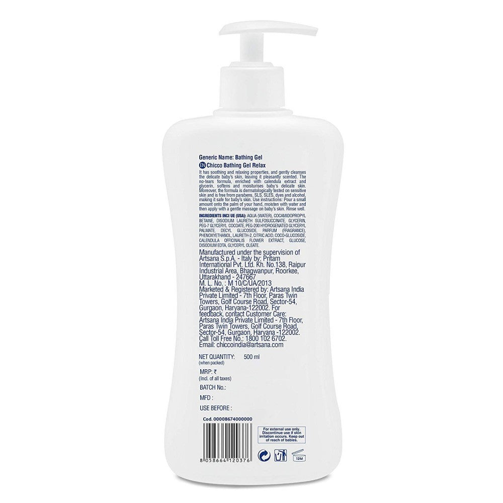 CHICCO Baby Moments Relax Gel de douche sans parabens 500 ml