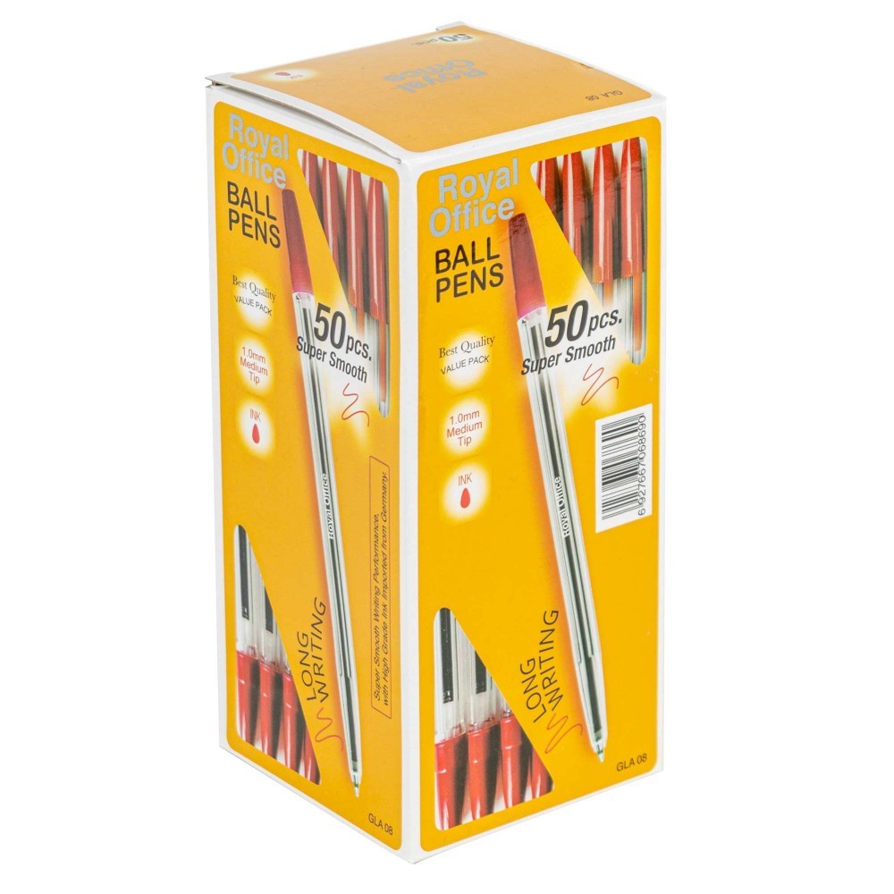 Paquet de 50 stylos à encre longue durée Royal Office 1 mm avec clip