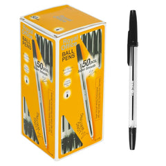 Paquet de 50 stylos à encre longue durée Royal Office 1 mm avec clip