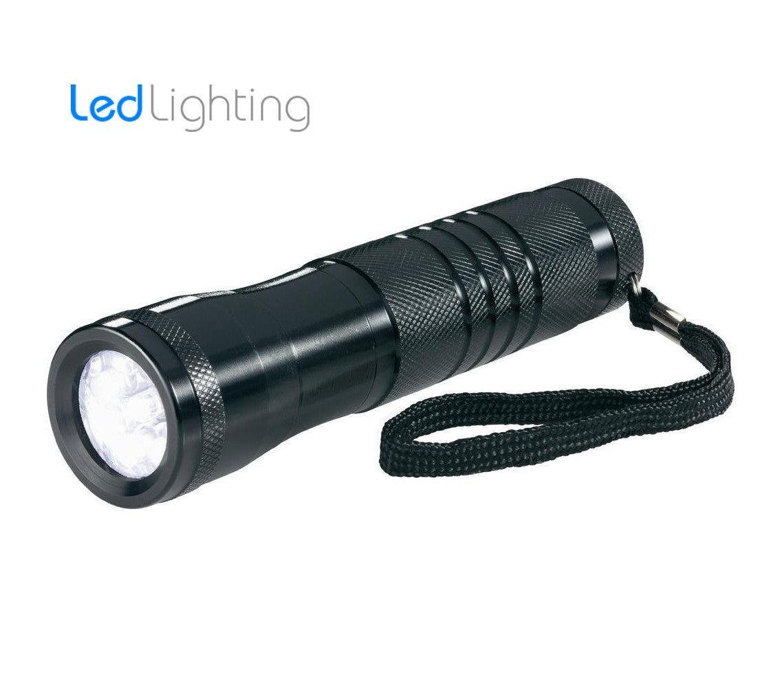 Lampe torche 9 LED lumière froide en aluminium - longueur 13cm - ergonomique